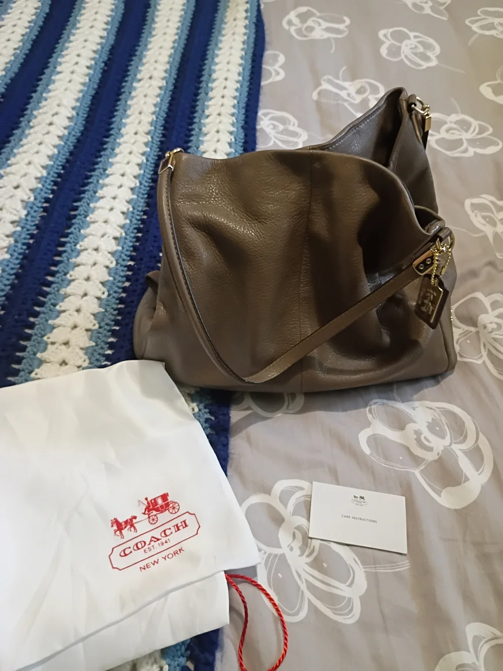 Coach Taupe Leather Shoulder Bag - Women's Handbag